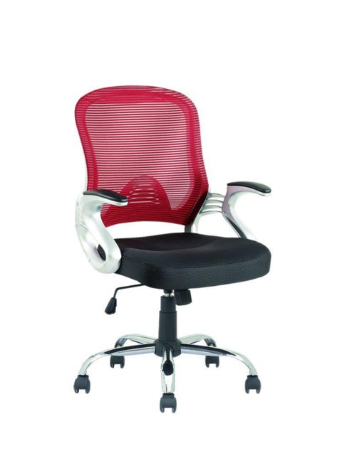 Ergonomic Office Chair Mesh Computer Task Desk Chair With Flip-Up Armrest Adjustable Height Executive Rolling Swivel Mid Back Chair For Home Working Study Color  Red
