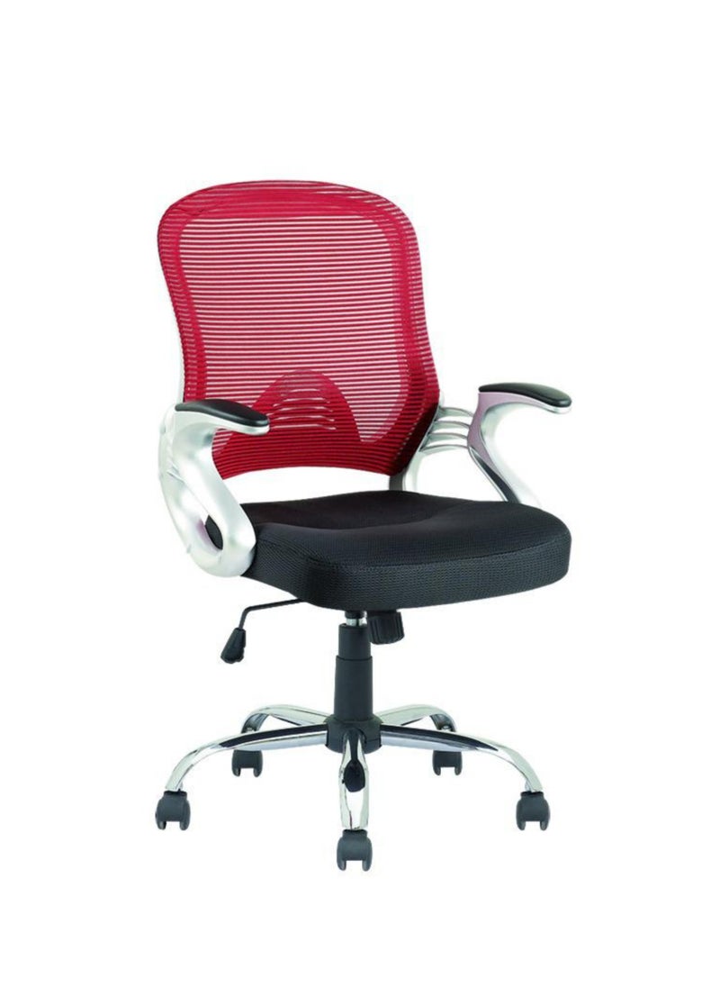 KARNAK Ergonomic Office Chair Mesh Computer Task Desk Chair With Flip-Up Armrest Adjustable Height Executive Rolling Swivel Mid Back Chair For Home Working Study Color  Red  - Image 1