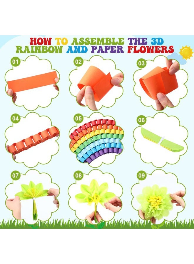 Blosssound 253 Pcs Spring Classroom Decorations April Showers Bring May Flowers Bulletin Board Set with Glue Points Colorful Floral Rainbow Cutouts Wall Decals for School Home Window Party Decor - Image 3