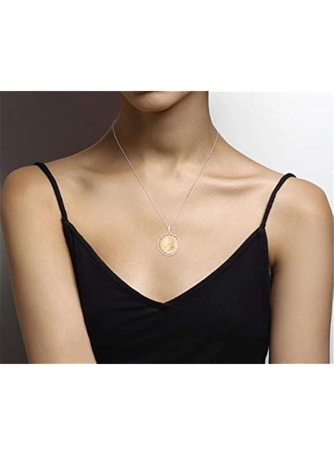 Arabest 925 Sterling Silver Italian Genuine 20-Lira Medallion Coin Chain Pendant Necklace for Women 18 Inch Made in Italy - Image 2