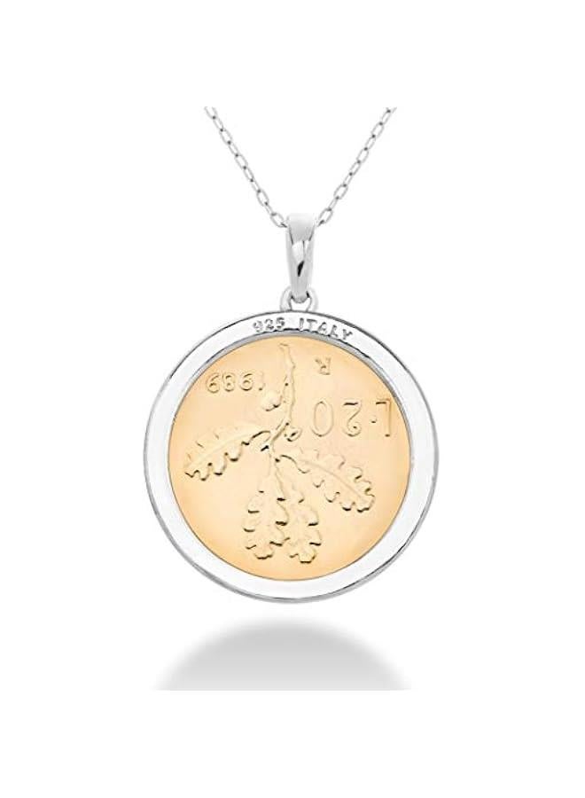 Arabest 925 Sterling Silver Italian Genuine 20-Lira Medallion Coin Chain Pendant Necklace for Women 18 Inch Made in Italy - Image 4