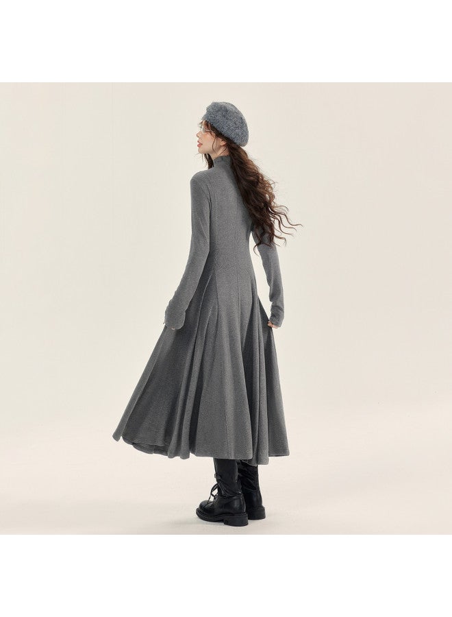 EPTISON فستان نسائي ضيق بأكمام طويلة وفتحة عنق شبه عالية، تصميم عتيق جديد لخريف وشتاء 2025، تصميم A-Line، قماش محبوك فاخر - Image 5