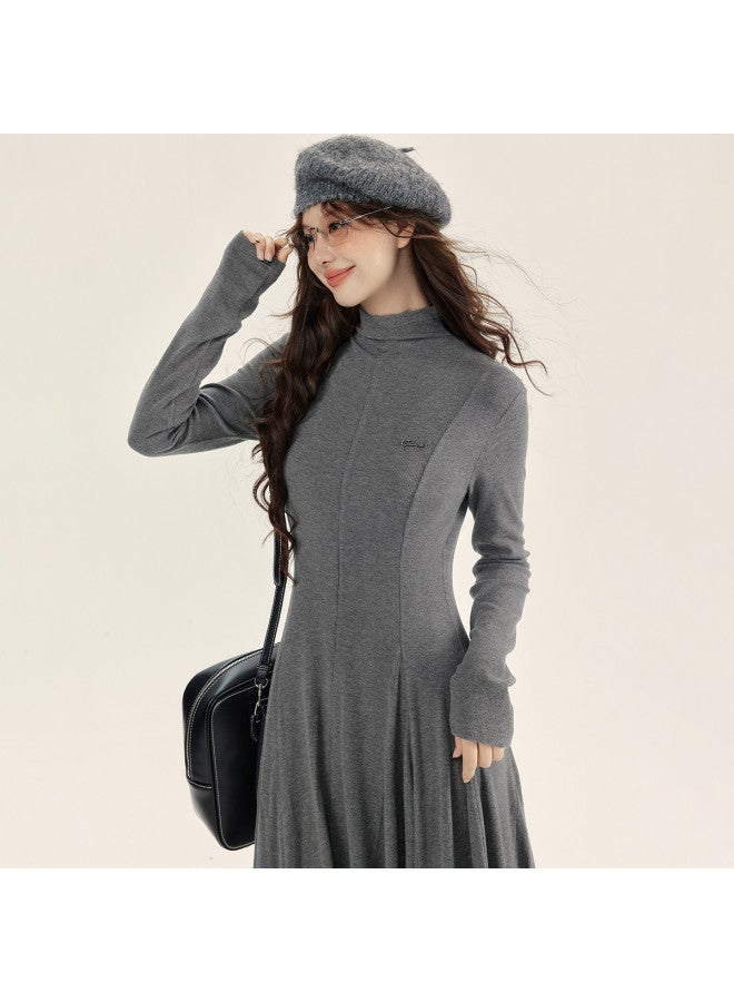 EPTISON فستان نسائي ضيق بأكمام طويلة وفتحة عنق شبه عالية، تصميم عتيق جديد لخريف وشتاء 2025، تصميم A-Line، قماش محبوك فاخر - Image 3