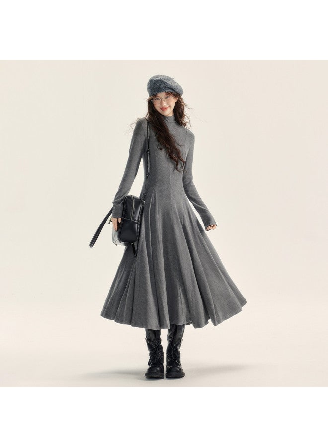 EPTISON فستان نسائي ضيق بأكمام طويلة وفتحة عنق شبه عالية، تصميم عتيق جديد لخريف وشتاء 2025، تصميم A-Line، قماش محبوك فاخر - Image 2