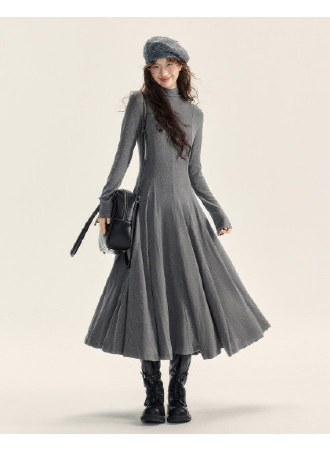 EPTISON فستان نسائي ضيق بأكمام طويلة وفتحة عنق شبه عالية، تصميم عتيق جديد لخريف وشتاء 2025، تصميم A-Line، قماش محبوك فاخر - Image 1