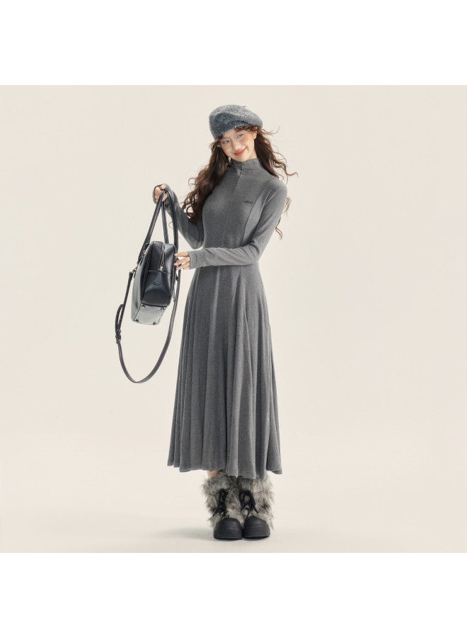 EPTISON فستان نسائي ضيق بأكمام طويلة وفتحة عنق شبه عالية، تصميم عتيق جديد لخريف وشتاء 2025، تصميم A-Line، قماش محبوك فاخر - Image 4