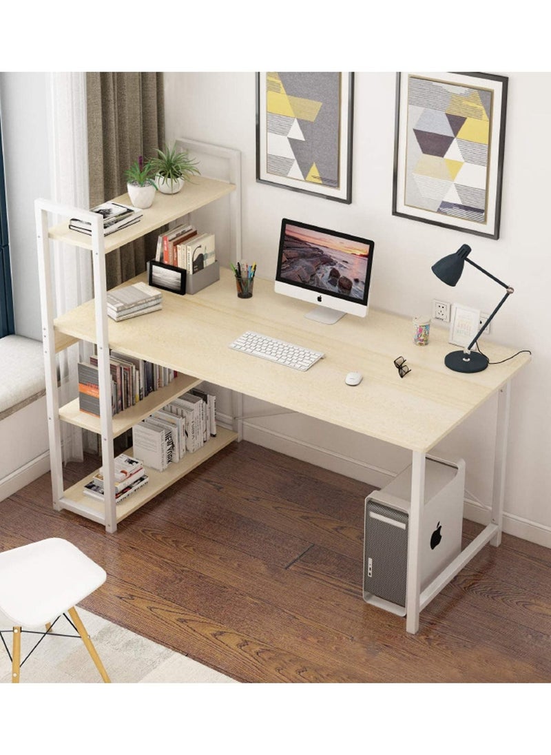 ZUIHAO - Home Office Writing Computer Desk with Bookshelf Modern Simple Study Table - Image 1