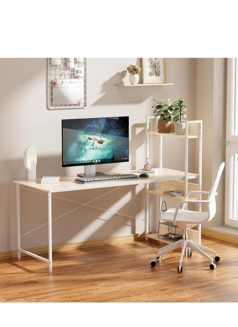 ZUIHAO - Home Office Writing Computer Desk with Bookshelf Modern Simple Study Table - Image 1