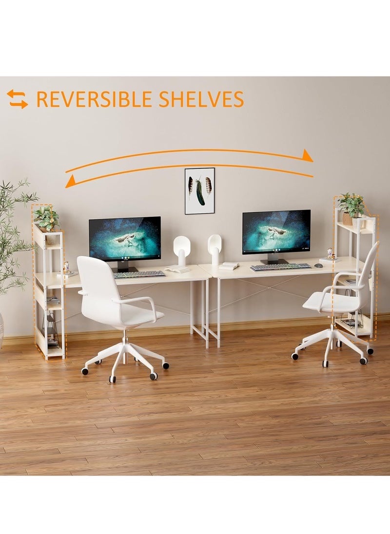 ZUIHAO - Home Office Writing Computer Desk with Bookshelf Modern Simple Study Table - Image 1
