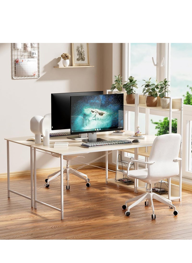 ZUIHAO - Home Office Writing Computer Desk with Bookshelf Modern Simple Study Table - Image 1