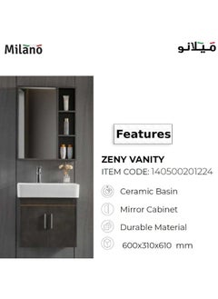 DANUBE HOME Milano Luxury And Modular Zeny Vanity With Mirror Frame With Ceramic Wash Basin And Large Storage Space  - Image 1