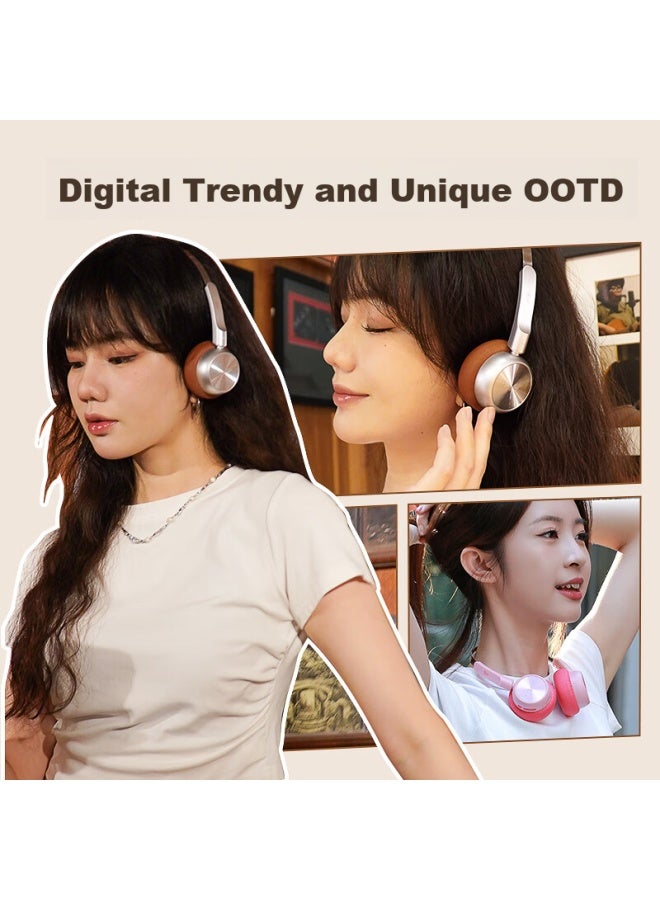 Ikf R1 Retro Headphones, Wireless Bluetooth, Fashionable Digital Wear, High-quality Bluetooth 5.4, Metal Millennium Y2k, Internet Celebrity Ootd, Atmospheric Earphones, Twilight Silver - Image 1
