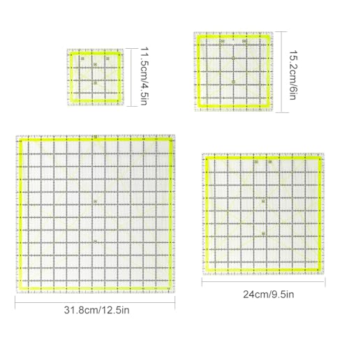 UOOU 4 Pack Quilting Ruler, Quilting Ruler (4.5"X4.5", 6"X6", 9.5"X9.5", 12.5"X12.5") Quilting Templates Fabric Cutting Ruler Acrylic Quilters Rulers Clear Mark for Quilting and Sewing - Image 4