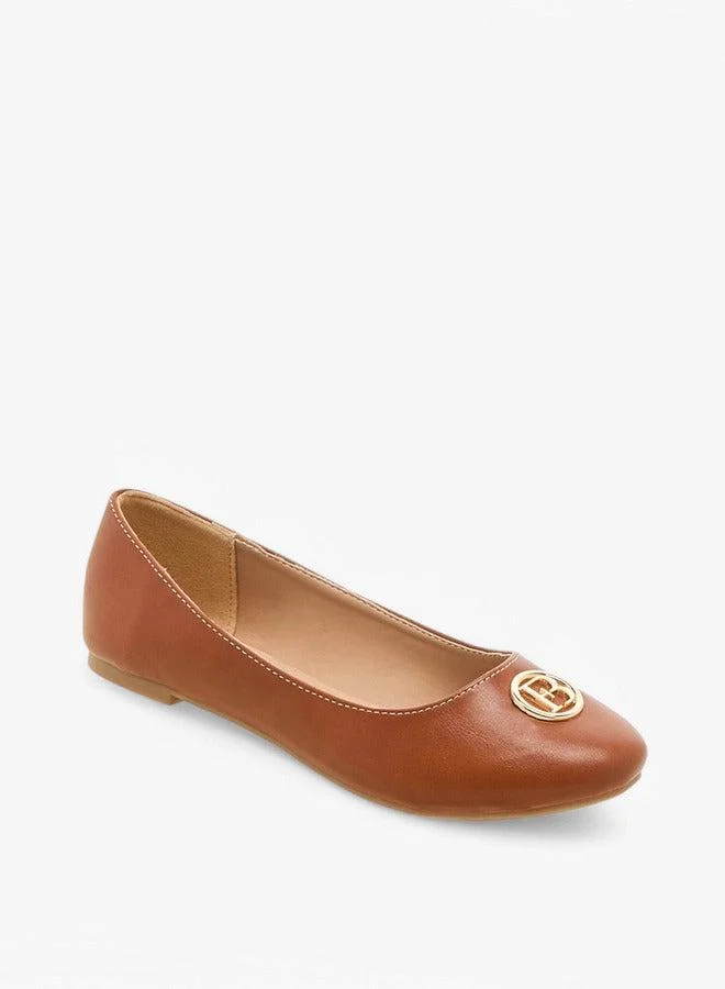 Flora Bella By Shoexpress Metal Accent Slip-On Ballerinas