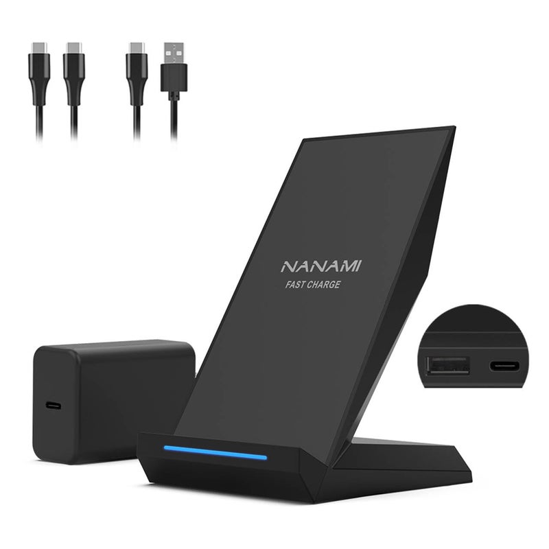 NANAMI  Fast Wireless Charging Stand, Equipped with PD 30W Adapter, High Speed Universal Charger with Extra USB-A Port Compatible with iPhone 17/16/15/14/13/12/11, for Samsung Galaxy S26/S25/S24/S23/S22 - Image 1