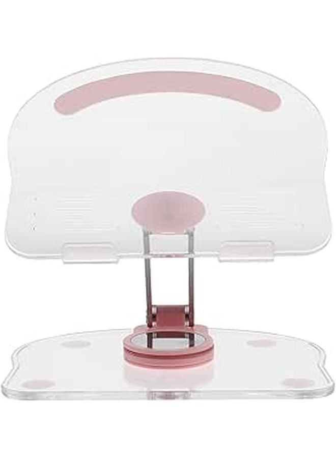 Pink Acrylic 360 Rotatable Folding Tablet Stand Holder For Desk Bed Drawing Video Recording - Image 1