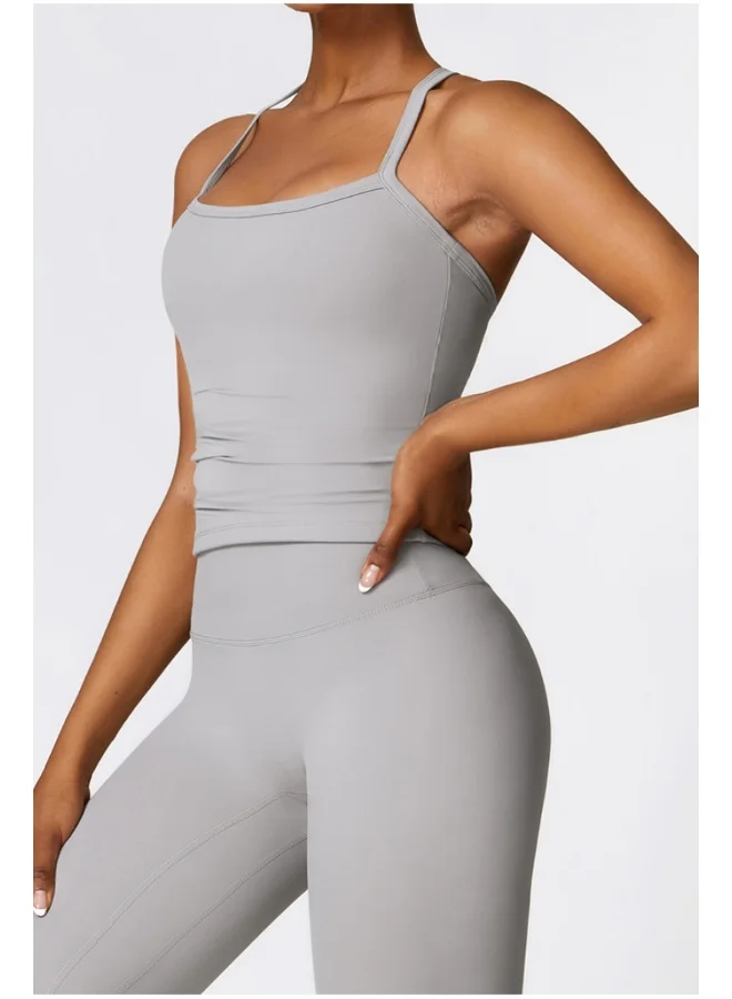 كون.يوغا Womens Sleeveless Athletic Tank Top - Padded Low Impact Workout Yoga Shirt with Removable Built in Bra