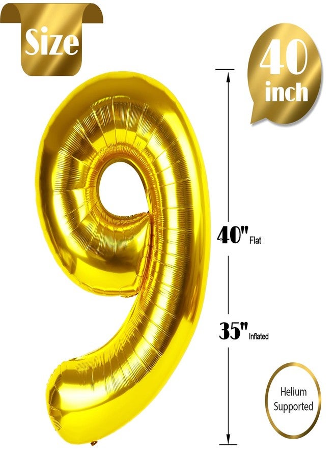 IWERP Gold 9 Balloon, Number Balloon 40 Inch, Gold Party Decorations, Giant Birthday Decorations for 9th 19th 29th 90th, Number 9 Balloon - Image 5