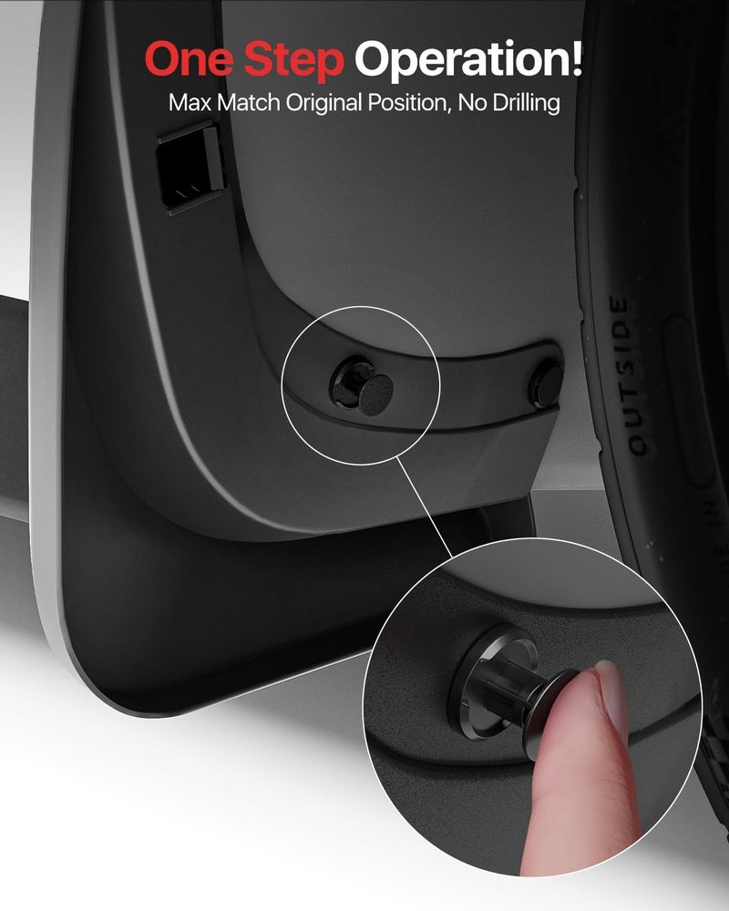 REEVAA 2025 Tesla Model X Accessories - Mud Flaps [Protect Paint, No Drilling Required] All-Weather Mud Splash Guard Body Kits for Model X 2022-2025, Black (Set of 4) - Image 5