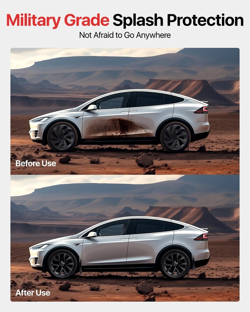 REEVAA 2025 Tesla Model X Accessories - Mud Flaps [Protect Paint, No Drilling Required] All-Weather Mud Splash Guard Body Kits for Model X 2022-2025, Black (Set of 4) - Image 2