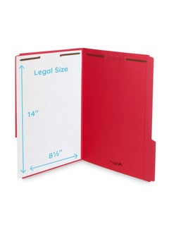 Blue Summit Supplies Red Legal File Folders With Fasteners Legal Size 1/3 Cut Reinforced Tabs Durable 2 Prongs Designed To Organize Standard Medical Or Law Files 50 Pack  - Image 2