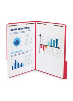 Blue Summit Supplies Red Legal File Folders With Fasteners Legal Size 1/3 Cut Reinforced Tabs Durable 2 Prongs Designed To Organize Standard Medical Or Law Files 50 Pack  - Image 3