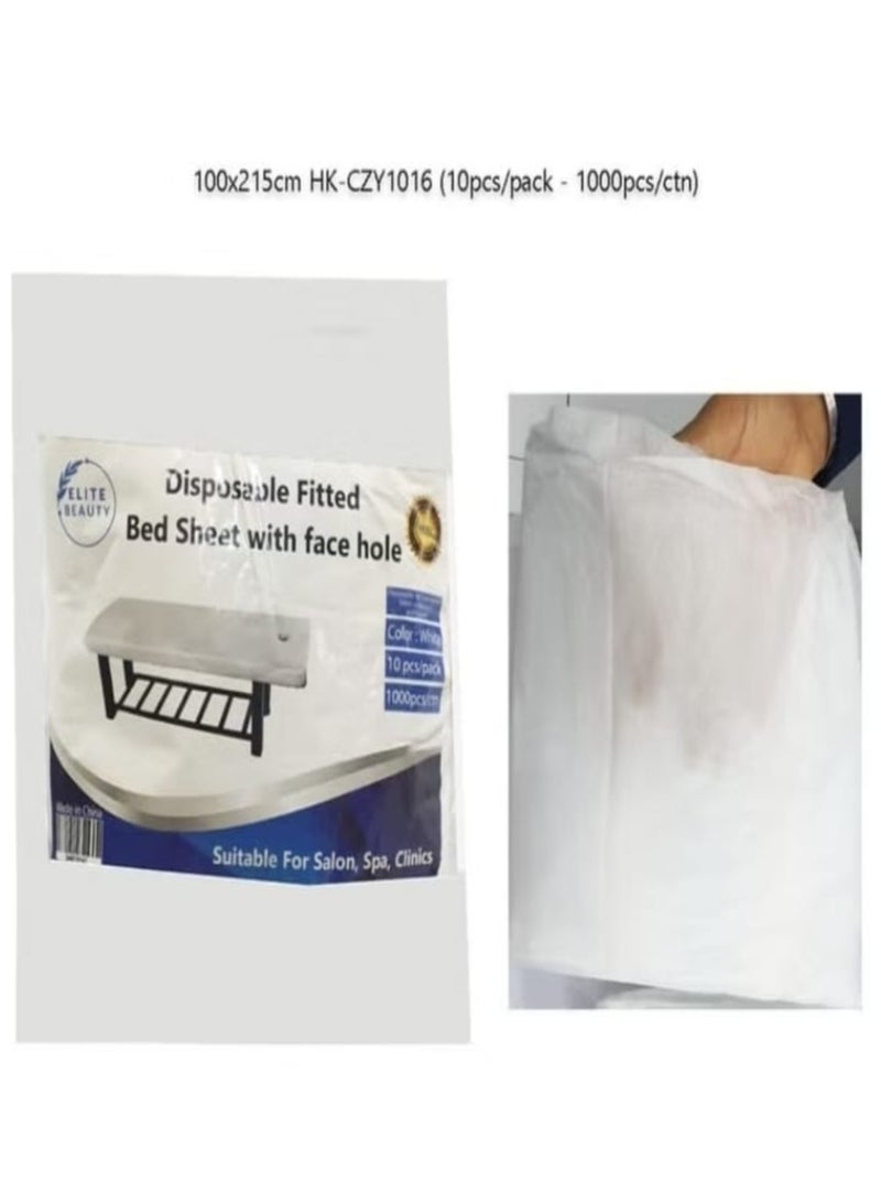 Elite Beauty Disposable Fitted Bed Sheet with face Hole 100x215cm HK-CZY1016 (10pcs/pack - 1000pcs/ctn) - Image 1