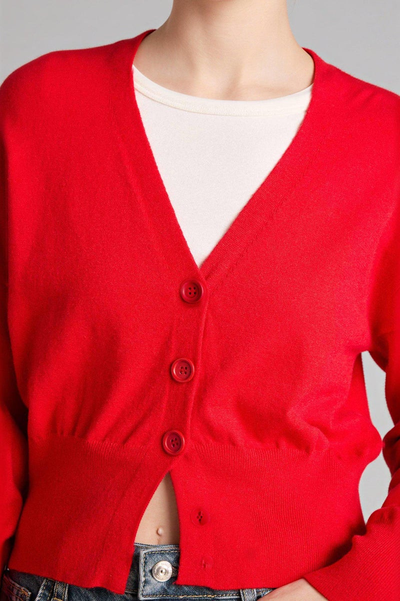 DeFacto Red Woman Oversize Fit V-Neck Cardigan Casual - Image 4