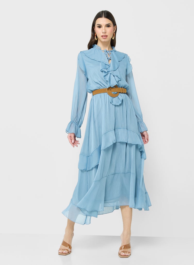 Ginger Ruffled Chiffon Midi Dress - Image 4