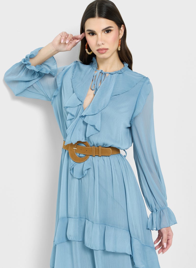 Ginger Ruffled Chiffon Midi Dress - Image 3