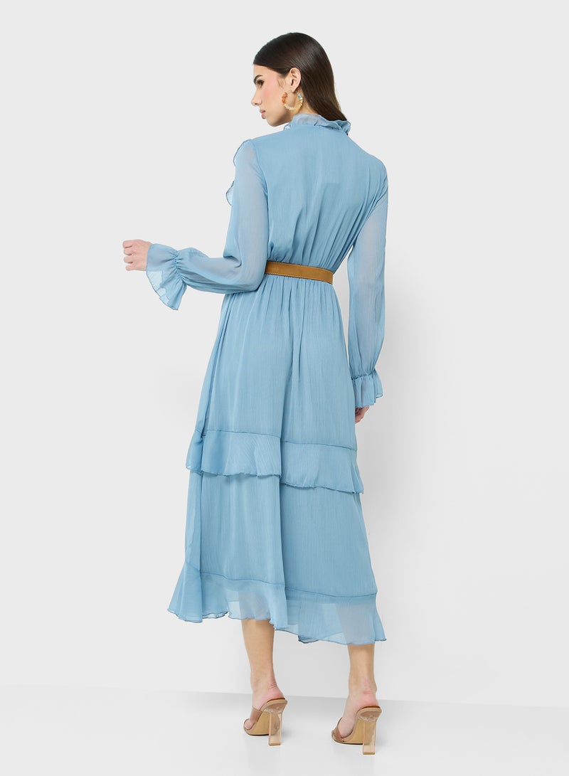 Ginger Ruffled Chiffon Midi Dress - Image 2