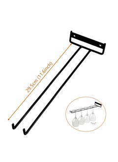 Excefore Glass Cup Rack 2 PCS Stemware Rack Black Drinking Glass Holder Under Shelf Metal Wall Mounted Hanging Rack Shelf Mug Cup Display Stand Glasses Storage Hanger for Cabinet Kitchen 12Inch  - Image 2