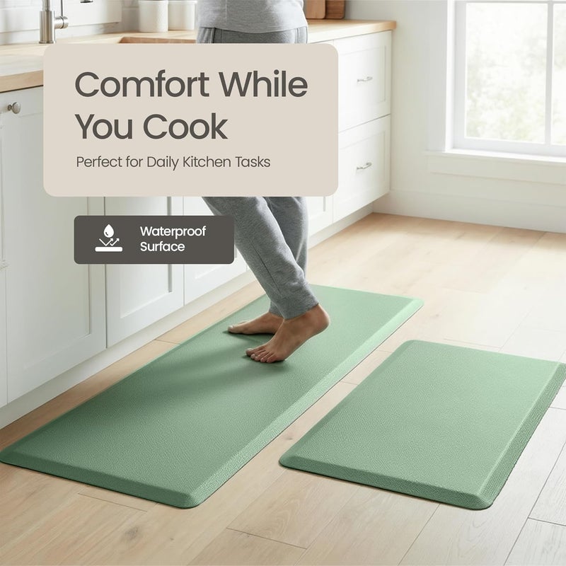 More Decor Anti Fatigue Kitchen Mats for Floor | Padded Kitchen Rugs | Non Slip, Cushioned Standing Desk Mat | Waterproof Floor Mat | 17.3" x 28" x 0.47" & 17.3" x 59" x 0.47", Mint Green, 2-Pack | More Décor - Image 5