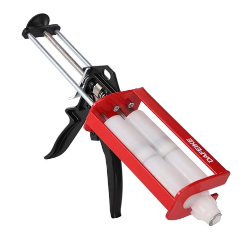 DAFEIKE 400 ml Epoxy Gun Dual Component Caulking Gun Manual Double Cartridge Caulk Gun Panel Bond Adhesive Applicator for 13.5 fl oz Mix Ratio 1:1 and 2:1, Red - Image 3