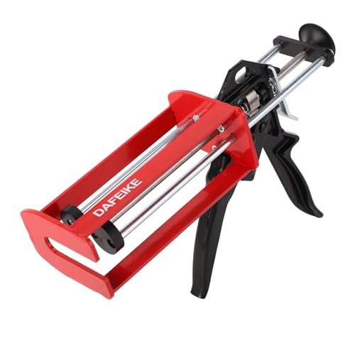 DAFEIKE 400 ml Epoxy Gun Dual Component Caulking Gun Manual Double Cartridge Caulk Gun Panel Bond Adhesive Applicator for 13.5 fl oz Mix Ratio 1:1 and 2:1, Red - Image 1
