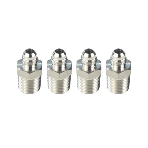 HFSR 4PCs 12 NPT Male to 38 JIC Male Adapter Flared Tube Fitting Pipe Connector Stainless Steel 304 - Image 1