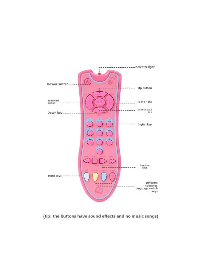 63533 Simulation Explores Multilingual Remote Control Baby Toys Baby Early Education Enlightenment Toys TV Remote-Color:Pink  - Image 3