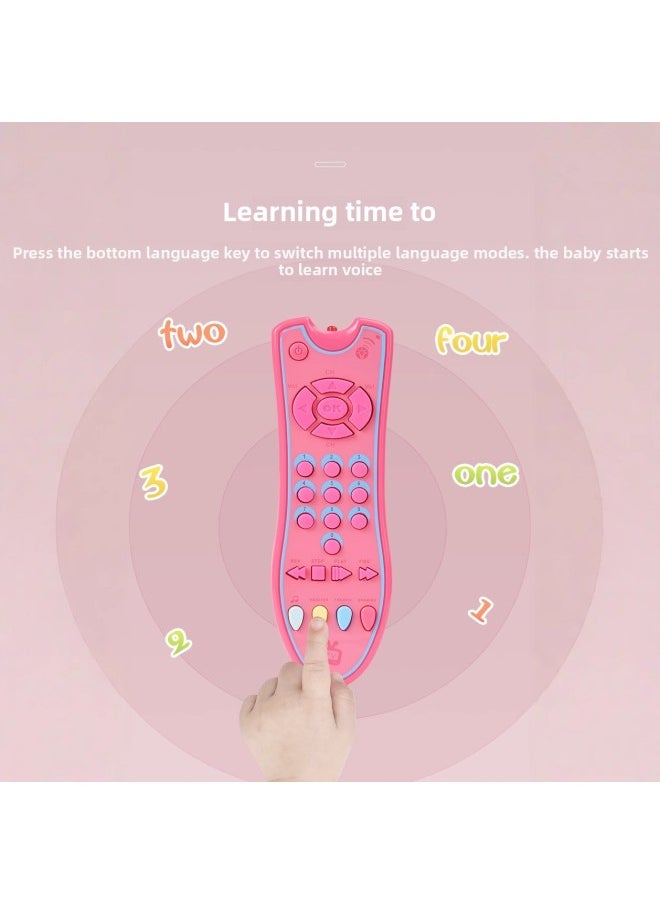 63533 Simulation Explores Multilingual Remote Control Baby Toys Baby Early Education Enlightenment Toys TV Remote-Color:Pink  - Image 5