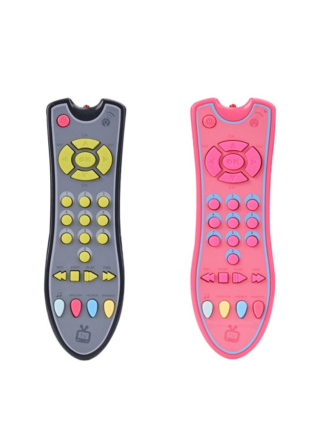 63533 Simulation Explores Multilingual Remote Control Baby Toys Baby Early Education Enlightenment Toys TV Remote-Color:Pink  - Image 1