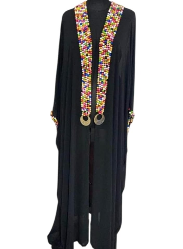 Handmade abaya card with distinctive embroidery in cheerful colors – Free Size