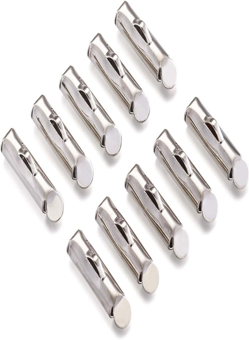 GGOOT Pandahall 50pcs Iron Slide On End Clasp Tubes Slider End Caps Crimp End Tube for Round 11/0 or 8/0 Seed Beads Platinum (13mm) - Image 1