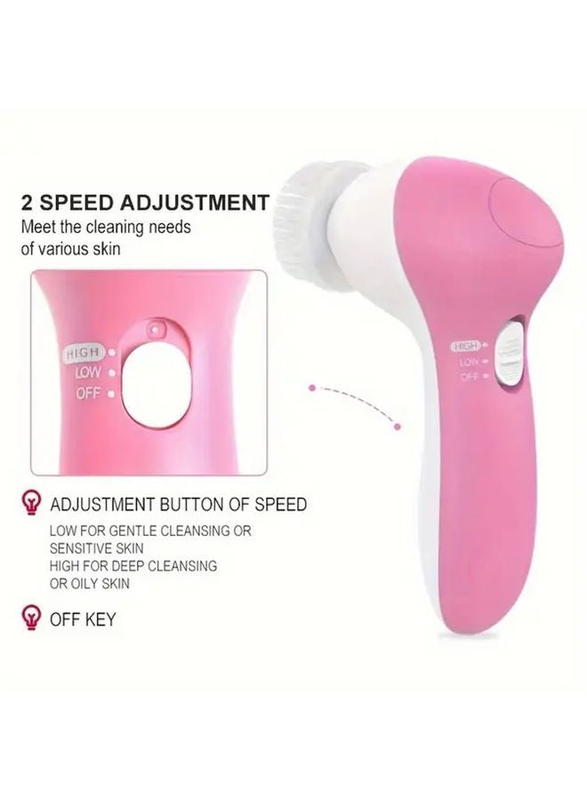 فرشاة تنظيف الوجه الكهربائية روز ريد 7 في 1 مع 7 رؤوس للوجه وتدليك الجسم تعمل بالبطارية - Image 5