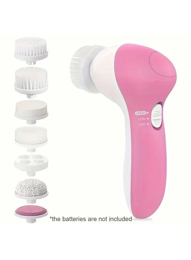 فرشاة تنظيف الوجه الكهربائية روز ريد 7 في 1 مع 7 رؤوس للوجه وتدليك الجسم تعمل بالبطارية - Image 1