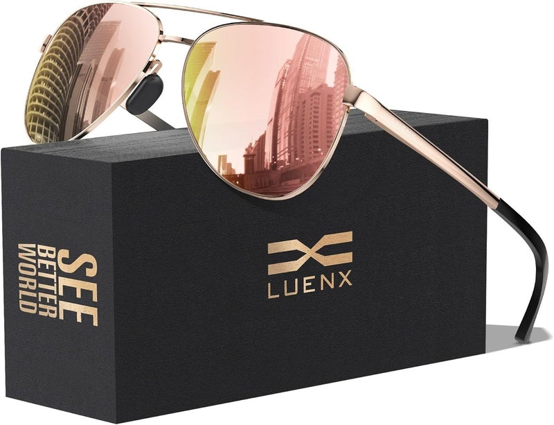 LUENX Aviator Sunglasses for Men Women Polarized - UV400 Protection, Stylish Shades, Driving, Outdoor Activities - Image 1