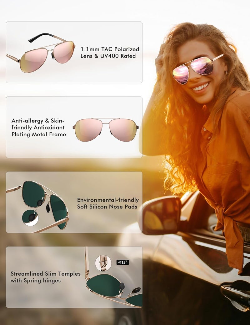 LUENX Aviator Sunglasses for Men Women Polarized - UV400 Protection, Stylish Shades, Driving, Outdoor Activities - Image 4