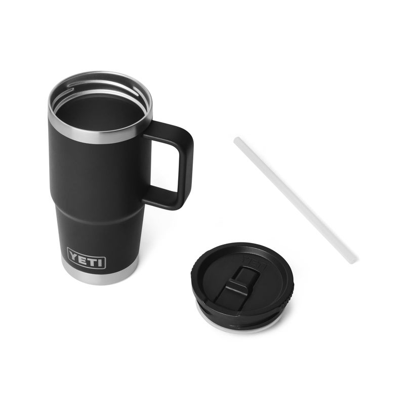 YETI Rambler 20 oz Travel Mug with Flip Straw Lid â€“ Stainless Steel, Vacuum Insulated, Leakproof, Cup Holder Friendly, Black - Image 3