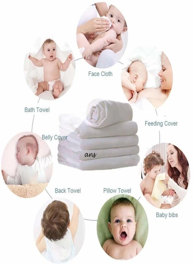 ANS Newborn Baby Nappies - Pure Cotton, Super Soft, 50x50 cm, Highly Absorbent, White Cloth Diapers for Comfort & Gentle Care White layered cloth diapering cloth (Set of 6 Piece) - Image 4