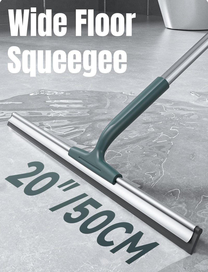 KASTWAVE Floor Squeegee Broom,20" Rubber Window Shower Squeegee with 13" Rlacement, Maximum 60" Long Handle, Magic Scrub Broom for Shower Glass, Concrete, Tile, Wood Floor, Garage, Pool - Image 2