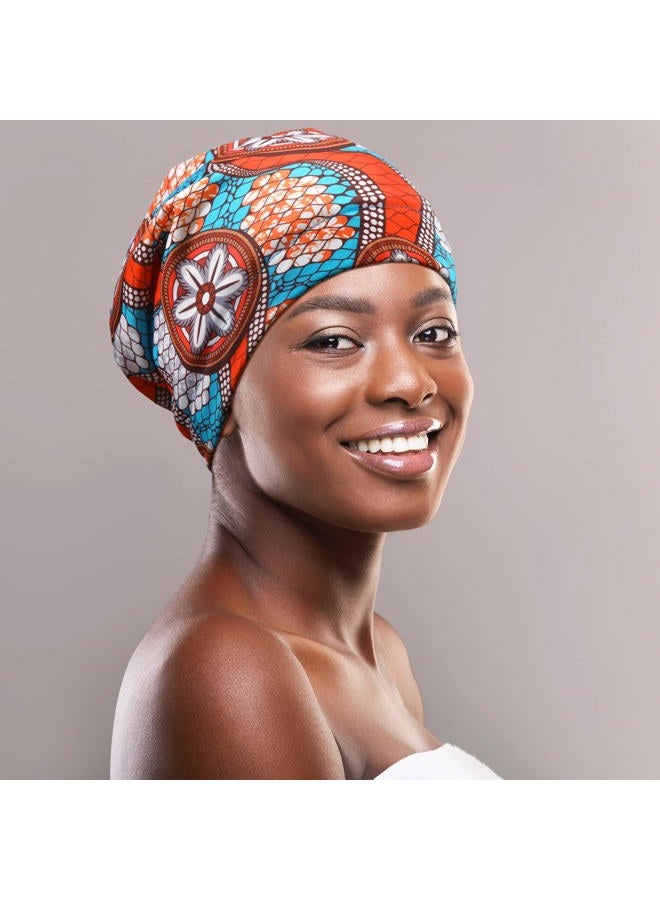 Sintege 6 Pcs Satin Lined Bonnet Sleep Cap for Women Men African Silk Soft Beanie Hair Sleep Wrap for Natural Curly Braids(Vibrant Patterns) - Image 2