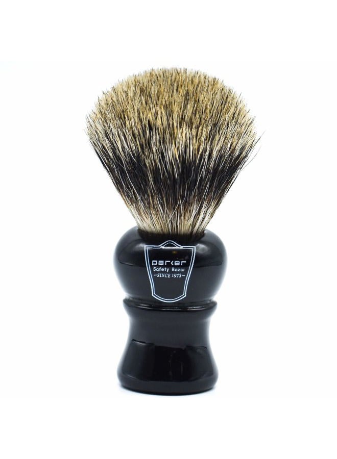 Parker Safety Razor Parker, Long Loft 3-Band Pure Badger Bristle Shaving Brush with Ebony Handle - Brush Stand Included - Image 1